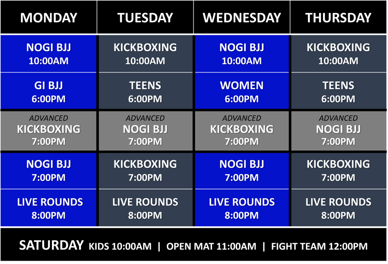 Training schedule